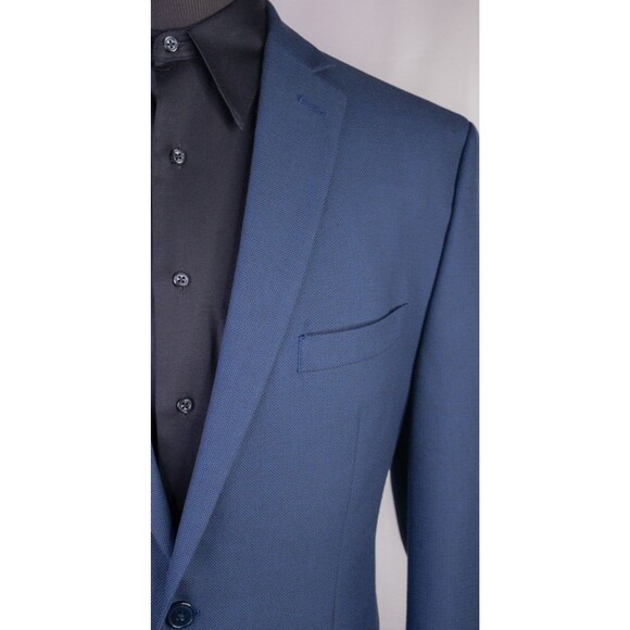 Van Heusen 2Pcs Suit Men's Blue Textured Blazer Jacket Sz 44R Pants 38X29 Poly - Picture 4 of 16